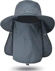 [pekdi] Sun Cap with Removable Face Neck Cover Flap Wide Brim Fishing Hat Summer Outdoor Sun Protection Fishing Cap for Man and Women