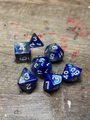7 Piece Polyhedral Dice Set: Blue w/ Grey, Marble - Dungeons & Dragons Dice