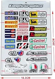 Kungfu Graphics Micro Sponsor Logo Racing Sticker Sheet Universal (7.2X 10.2 inch), MSS(50)