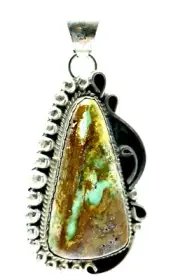 Navajo Sterling Silver Boulder Turquoise Pendant Handmade By Alfred Martinez
