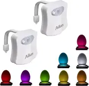 Toilet Night Light 2Pack by Motion Sensor Activated LED Light 8 Colors Changing