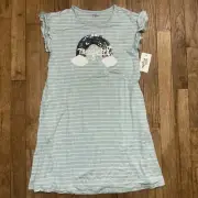Rumi And Ryder Girls Rainbow Short sleeve Dress NWT Medium gray green