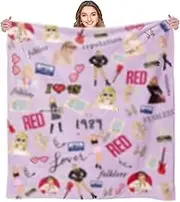 ZIENVE Singer Throw Blanket Taylor Flannel Blanket Taylor Party Sofa Bedroom Decorations Soft Warm Swift Throw Blanket 150×130cm Purple