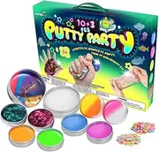 Waterelf 10Pcs Polyester Sensory Putty Kit, Non-Toxic Stress Relief, Non-Sticky Fidget Putty for Kids Boys Girls Adults - 2 Tins 3.2 Oz, 8 Tins 1.4 Oz - TP01A#