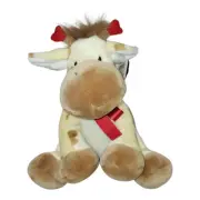 Applause Russ Cow Plush Stuffed Animal 10" Yellow Red Ribbon Hearts Toy