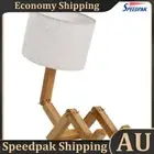 Cute Desk Lamp with Wood Base Creative Table Lamp for Bedroom Dorm (hemp warm) A
