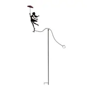 Willow & Silk Whimsical Girl with Red Umbrella Spinner/Balancing Garden Stake