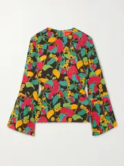 [La DoubleJ] La DoubleJ - Drifter Floral-print Crepe Top - Red - large large Red