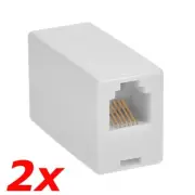 2 PACK - RJ12 RJ11 Telephone Phone Modular In-Line Cord Coupler Extender White
