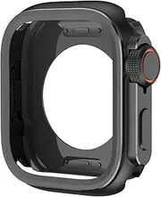 FFHAO Metal Plastic Case for Apple Watch 10 46mm Change to Ultra 2 Cover Aluminum Alloy Bumper Protective Frame for IWatch S10 46mm(Black)