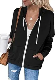[Jhsnjnr] Sweat Jacket Women's Hooded Pullover Long Sleeve Zip Pullover Fleece Jacket Sports Sweatshirt Jacket Zip Hoodie