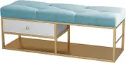 Modern Shoe Stool with Drawer Shoe Storage Cabinet with Soft Seat Cushion, for Hallway Bedroom Corridor Mudroom (Color : Blue)