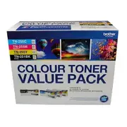 Brother TN-251BK and TN255 Colour Laser Toner Cartridge Value Pack (Black/Cyan/Magenta/Yellow) [TN-251BK-TN-255CMY-4PK]