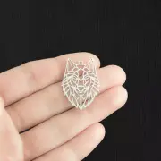 Filigree Wolf Stainless Steel Charm 2 Sided - SSP448