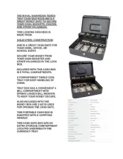Locking Large Metal Cash Box with Money Tray, Lock Box, Black