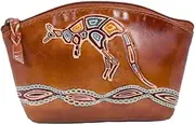 [Generic] Aboriginal Utility Purse - River Kangaroo, Tan - Australia, Indigenous, Makeup Bag, Coin Purse, Wallet, Aboriginal Art