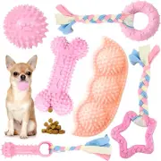 6 Pack Puppy Chew Toys for Teething Cute Pink Puppy Toys Small Dog Toys Soft Rub