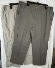 Cabelas Trail Hiker II Men’s Pants 50x30 Cotton Canvas Brown Cargo LOT OF 2 NEW