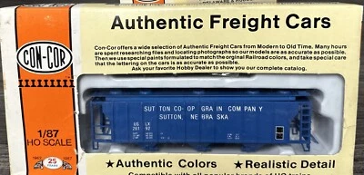 Con-Cor HO Kit #0001-009534 PS-2 3 Bay Cov Hopper Sutton Co-Operative NIB