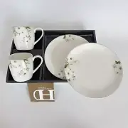 HANKOOK Korean Plates Cups Set Lot NANO SILVER ANTIBACTERIAL BONE CHINA 4pc NIB