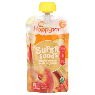 [iHerb] Happy Family Organics Happy Tot，Super Foods，4 段，香蕉、桃子、芒果和奇亞，4.22 盎司（120 克）