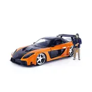 Jada 1:24 Scale Fast & Furious Mazda RX7 1997 With Han Diecast Model Car Orange