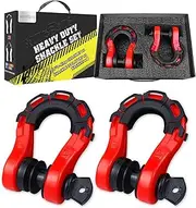AUTOBOTS D Ring Shackles Heavy Duty(2 Pack) 68,000 lbs Capacity, Stronger Than 3/4" D Shackle, with 7/8" Screw Pin, for Tow Strap Winch Off Road Accessory Vehicle Recovery RED