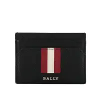 在飛比找momo購物網優惠-【BALLY】Thar 防刮牛皮黑白條紋卡片/名片夾(黑色)