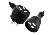 Piggyback Mains Power Extension Cord Australian 240V Power Lead AU 3-Pin Black