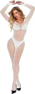 [DTWAWA] Womens One Piece Fishnet Lingerie Bodysuit Mesh Bodystocking Sexy Tights Nightwear Jumpsuit Underwear