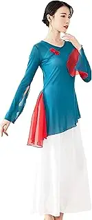 [Angcoco] Women's Chinese Traditional Long Sleeved Stretch Chiffon Top
