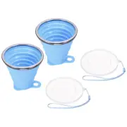 2pcs Collapsible Water Bottle, 270mL Folding Cup with Lid, Blue