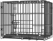 30 Inch Folding Dog Crate, One Door, One Window with Tray, Multiple, Black (60 * 43 * 51)
