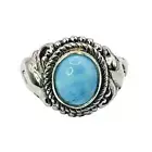 Artisan Crafted Bali Legacy Larimar Dolphin Fish Ring Size 8 in Sterling Silver