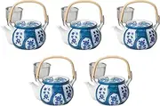 Set of 5 Wooden Split Flowers U 8 Earthenware Pot, 6.1 x 4.5 inches (15.5 x 11.5 cm), 1100cc | Arita Yaki Setomonohonpo