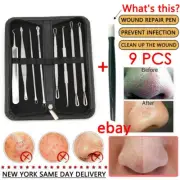 Pimple Remover Tool Kit Blackhead Extractor Comedone Acne Spot Popper 9 Pcs Tool