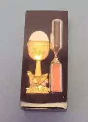 VTG Egg Timer Lucite Acrylic Black & Gold Made In Hong Kong