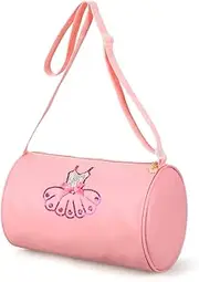 DEARMAMY Pink PU Ballet Shoulder Bag Stylish Dance Bag for with Ballet Skirt Pattern for Dance Class and Lightweight and Portable