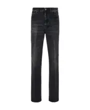 Ferragamo Logo Patch Stonewashed Denim Jeans IT48 Black