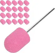 Nail Sanding Band Drill Bit Polishing Cap Set for Manicure Work (Pink)