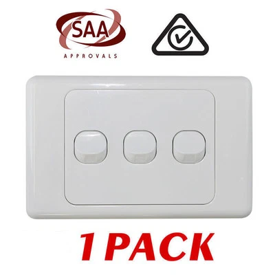 1 x 3 Gang Tripple Wall Switch - 2 Way Switching - Electrical Light Switch