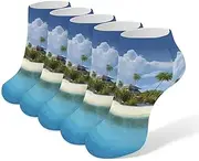 [LPSADGF] Island And Beach Socks Low Cut Ankle Sock Athletic Running Low Cut Socks Thin Soft Ankle Socks Unisex, White, One Size Short, White, One Size Short