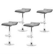 4x Bar Stools Linen Padded Gas Lift