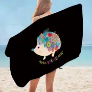 Floral Hedgehog Microfiber Beach Towel