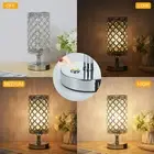 JY 2Pcs Crystal Touch Desk Lamp 3000K Warm White LED Bulb With USB C+A Charging