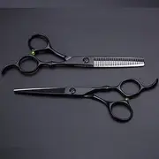 440c 6 Inch Hyun Black Hair Salon Scissors Cutting Barber Scissor Thinning Shears Hairdressing Scissors