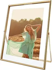 AhaGo Gold Floating Frame (8x10 Inches, Vertical), For Photo 8x10, 6x8, 5x7, Tabletop Photo Frame, Classy For Festival, Home or Wedding Decoration