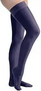 JOBST UltraSheer Compression Stockings, 15-20 mmHg, Thigh High, Silicone Lace Band, Closed Toe, Midnight Navy, Medium