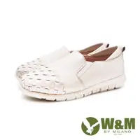 在飛比找ETMall東森購物網優惠-W&M(女)真皮編織風格休閒鞋 女鞋-白色