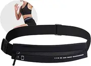 Slim Running Belt Fanny Pack for Men Women, Phone Holder for Running Water Resiatant Adjustable Waist Reflective Running Accessories for Sport, Money Belt Keys Belt (Black)